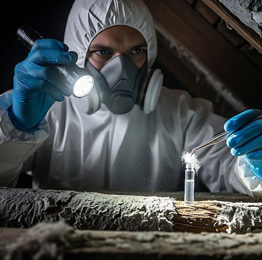 A Photograph Of An M3 Environmental Professional Testing For Asbestos