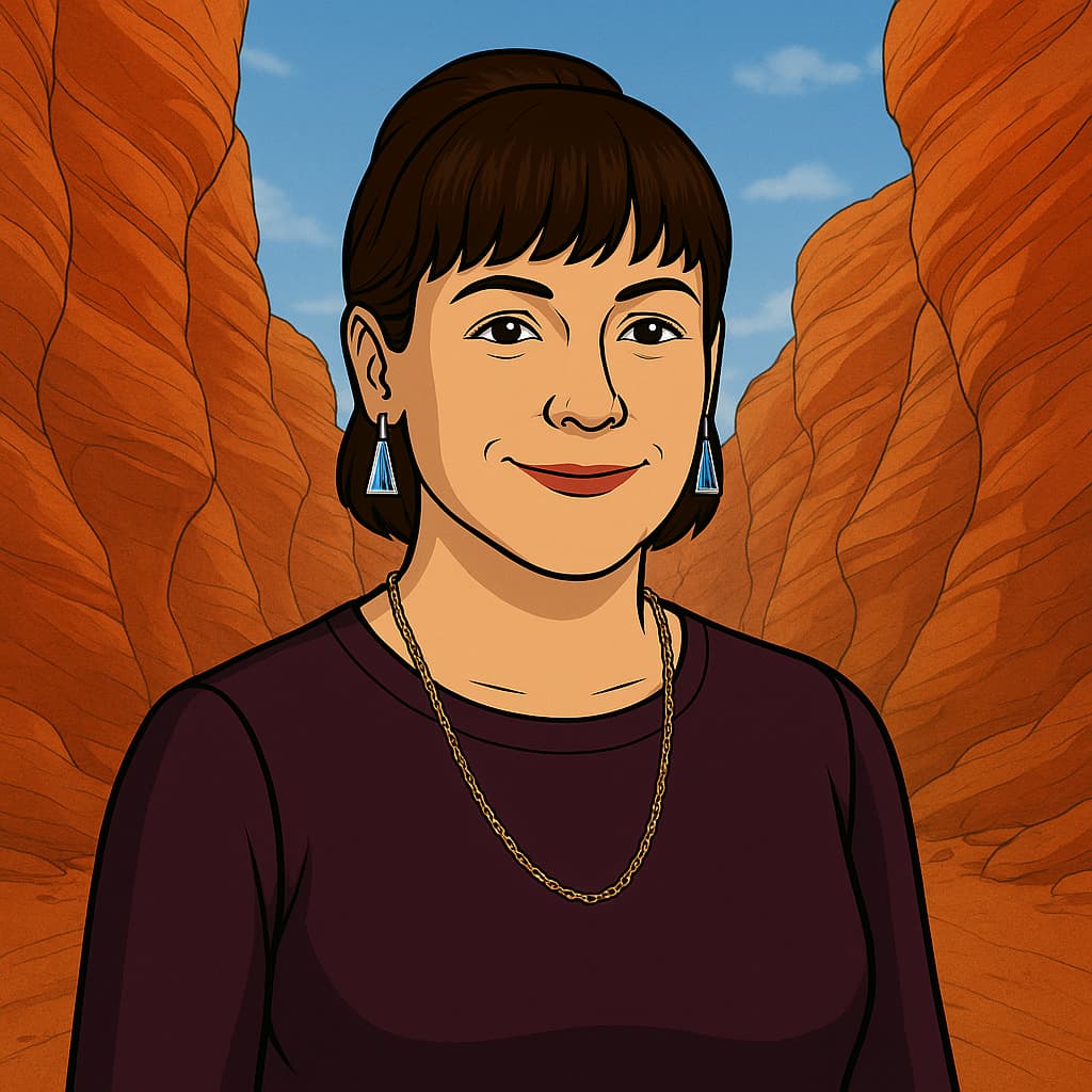 An Artistically Rendered Headshot Of Site Smart Marketing'S Claudia, Pictured In Front Of A Nevada Slot Canyon