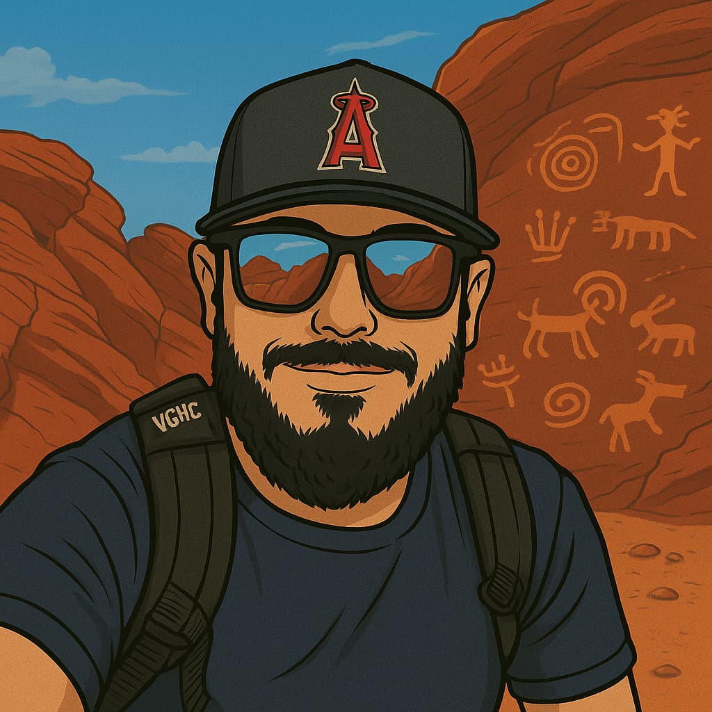 An Artistically Rendered Headshot Of Site Smart Marketing'S Richard, Pictured In Front Of The Valley Of Fire Petroglyphs
