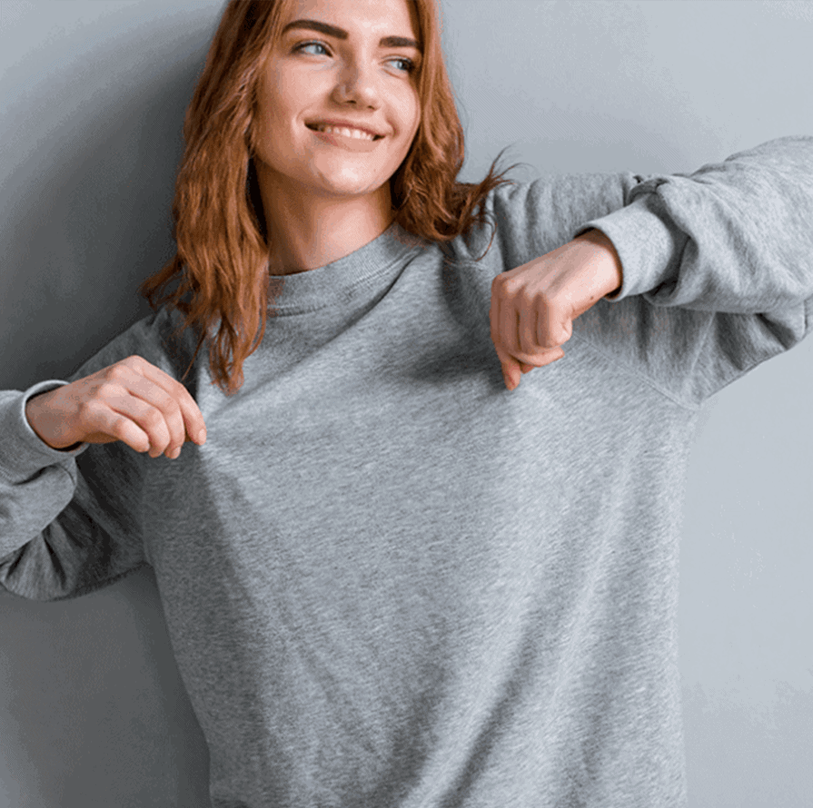 Smiling Woman In Soft Sweatshirt